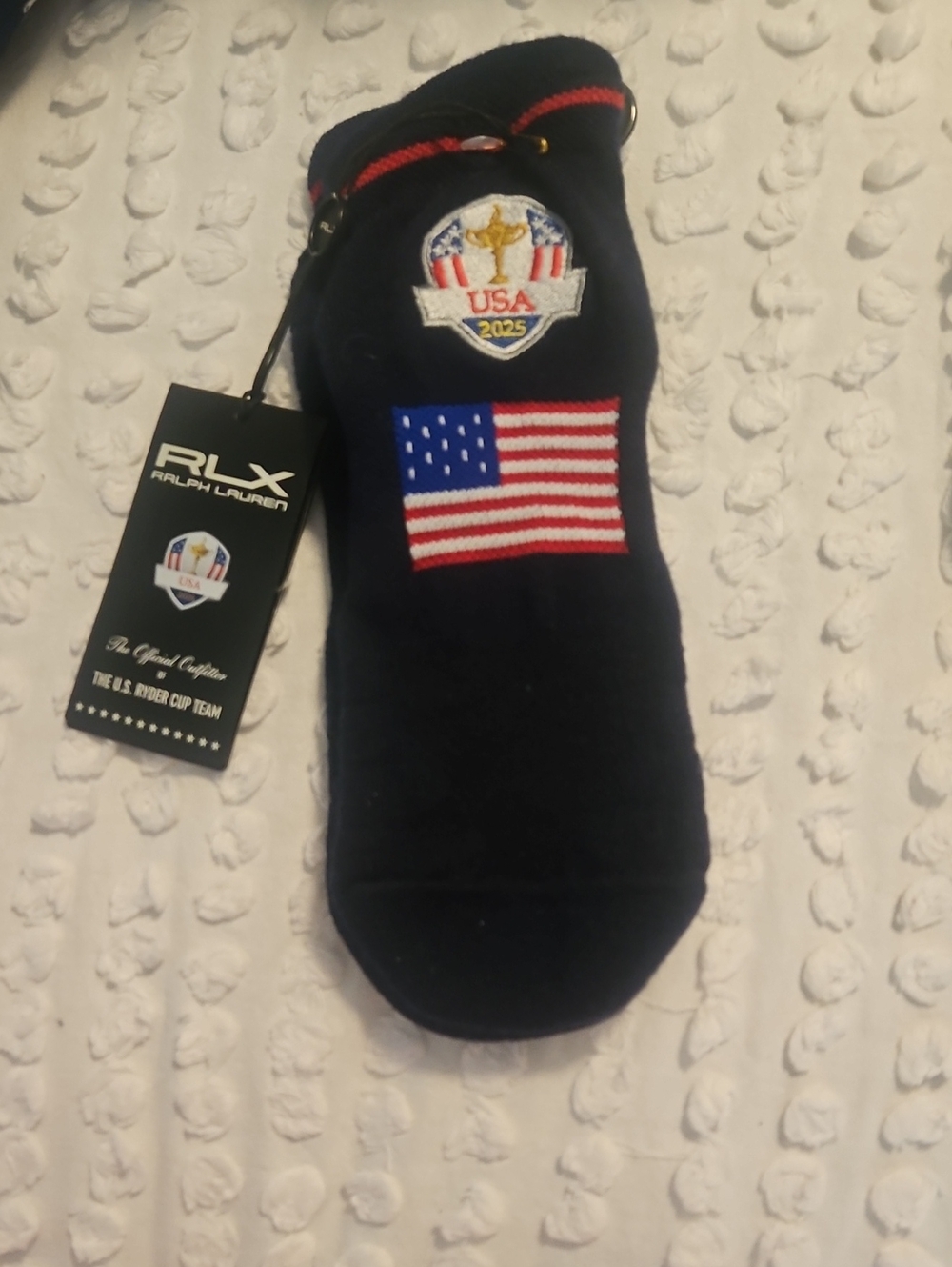 Mens RLX Ralph Lauren Navy Ankle Socks with USA Flag Patch,  BNWT